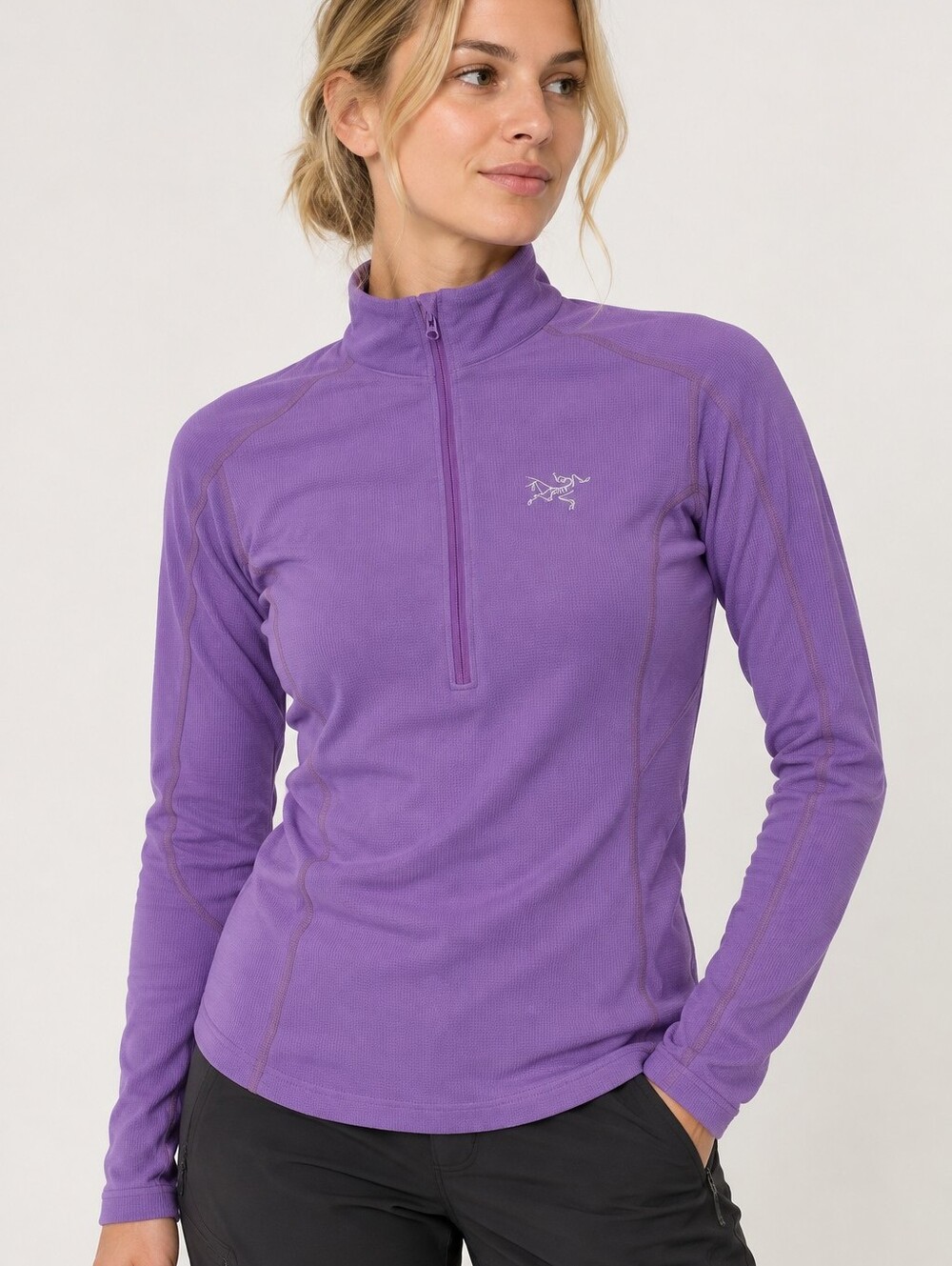 Arcteryx purple detla half zip waffle fleece base/mid layer size S